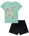 Conjunto de Blusa em Meia Malha e Shorts em Canelado Liz 85894 Infanti Infantil Menina