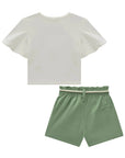 Conjunto de Blusa em Meia Malha e Shorts em Linho com Elastano 97539 Infanti Infantil Menina