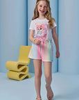 Conjunto de Blusa em Meia Malha e Shorts em Molecotton 95682 Infanti Infantil Menina