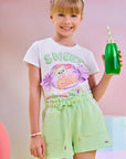 Conjunto de Blusa em Meia Malha e Shorts em Moletom sem Pelúcia 83455 Infanti Infantil Menina