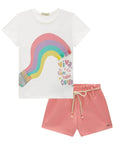 Conjunto de Blusa em Meia Malha e Shorts em Moletom sem Pelúcia 85175 Infanti Infantil Menina