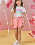Conjunto de Blusa em Meia Malha e Shorts em Moletom sem Pelúcia 85175 Infanti Infantil Menina