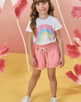 Conjunto de Blusa em Meia Malha e Shorts em Moletom sem Pelúcia 85175 Infanti Infantil Menina