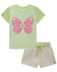 Conjunto de Blusa em Meia Malha e Shorts em Moletom sem Pelúcia 85175 Infanti Infantil Menina