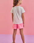 Conjunto de Blusa em Meia Malha e Shorts em Moletom sem Pelúcia 86641 Infanti Infantil Menina