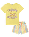 Conjunto de Blusa em Meia Malha e Shorts em Moletom sem Pelúcia 86898 Infanti Infantil Menina