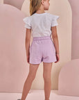 Conjunto de Blusa em Meia Malha e Shorts em Moletom sem Pelúcia 88592 Infanti Infantil Menina
