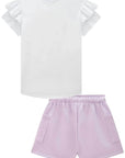 Conjunto de Blusa em Meia Malha e Shorts em Moletom sem Pelúcia 88592 Infanti Infantil Menina