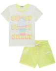 Conjunto de Blusa em Meia Malha e Shorts em Moletom sem Pelúcia 88809 Infanti Infantil Menina