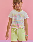 Conjunto de Blusa em Meia Malha e Shorts em Moletom sem Pelúcia 88809 Infanti Infantil Menina