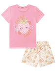 Conjunto de Blusa em Meia Malha e Shorts em Moletom sem Pelúcia 88866 Infanti Infantil Menina
