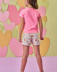 Conjunto de Blusa em Meia Malha e Shorts em Moletom sem Pelúcia 88866 Infanti Infantil Menina