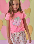 Conjunto de Blusa em Meia Malha e Shorts em Moletom sem Pelúcia 88866 Infanti Infantil Menina