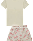 Conjunto de Blusa em Meia Malha e Shorts em Moletom sem Pelúcia 93393 Infanti Infantil Menina