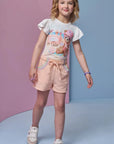 Conjunto de Blusa em Meia Malha e Shorts em Moletom sem Pelúcia 95412 Infanti Infantil Menina