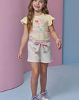 Conjunto de Blusa em Meia Malha e Shorts em Moletom sem Pelúcia 95425 Infanti Infantil Menina