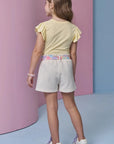 Conjunto de Blusa em Meia Malha e Shorts em Moletom sem Pelúcia 95425 Infanti Infantil Menina