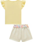 Conjunto de Blusa em Meia Malha e Shorts em Moletom sem Pelúcia 95425 Infanti Infantil Menina