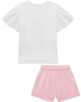 Conjunto de Blusa em Meia Malha e Shorts em Moletom sem Pelúcia 96267 Infanti Infantil Menina