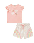 Conjunto de Blusa em Meia Malha Flamê e Shorts em Molecotton 87762 Infanti Infantil Menina