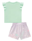 Conjunto de Blusa em Meia Malha Flamê e Shorts em Molecotton 88837 Infanti Infantil Menina