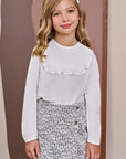 Conjunto de Blusa em Viscose Sarjada e Short Saia em Malha Tweed 90748 Infanti Infantil Menina