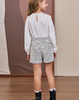 Conjunto de Blusa em Viscose Sarjada e Short Saia em Malha Tweed 90748 Infanti Infantil Menina