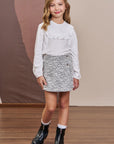 Conjunto de Blusa em Viscose Sarjada e Short Saia em Malha Tweed 90748 Infanti Infantil Menina