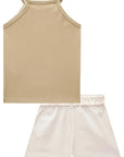 Conjunto de Blusa Regata em Canelado e Short Saia em Sarja com Elastano 84861 Infanti Infantil Menina