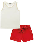 Conjunto de Blusa Regata em Canelado e Shorts em Sarja com Elastano 85755 Infanti Infantil Menina