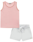 Conjunto de Blusa Regata em Canelado e Shorts em Sarja com Elastano 85755 Infanti Infantil Menina