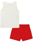 Conjunto de Blusa Regata em Canelado e Shorts em Sarja com Elastano 85755 Infanti Infantil Menina