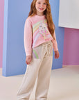 Conjunto de Blusão Boxy e Calça Wide Leg em Moletom sem Pelúcia 92618 Infanti Infantil Menina