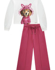 Conjunto de Blusão Boxy em Molecotton e Calça Wide Leg em Moletom sem Pelúcia 92138 Infanti Infantil Menina