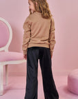 Conjunto de Blusão Boxy em Moletom com Pelúcia e Calça Wide Leg em Veludo com Elastano 92587 Infanti Infantil Menina