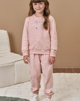 Conjunto de Blusão e Calça Jogger em Moletom com Pelúcia 91944 Infanti Infantil Menina