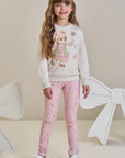 Conjunto de Blusão em Moletom sem Pelúcia e Calça Legging em Fly Tech 89750 Infanti Infantil Menina