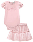 Conjunto de Body em Cotton com Saia em Chiffon Flores 83957 Infanti Bebê Menina