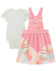 Conjunto de Body em Cotton com Salopete em Moletom sem Pelúcia 87176 Infanti Bebê Menina