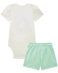 Conjunto de Body em Cotton com Shorts em Malha Textura 87166 Infanti Bebê Menina