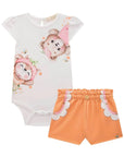 Conjunto de Body em Cotton com Shorts em Molecotton 83224 Infanti Bebê Menina