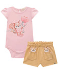 Conjunto de Body em Cotton com Shorts em Molecotton 83224 Infanti Bebê Menina