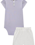 Conjunto de Body em Cotton com Shorts em Molevisco 83664 Infanti Bebê Menina