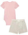 Conjunto de Body em Cotton com Shorts em Molevisco 87097 Infanti Bebê Menina