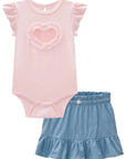Conjunto de Body em Cotton e Short Saia em Light Chambray 83655 Infanti Bebê Menina