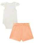 Conjunto de Body em Ribana Canelada com Short Saia em Molevisco 87121 Infanti Bebê Menina