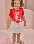 Conjunto de Body em Ribana Canelada com Short Saia em Molevisco 88887 Infanti Bebê Menina