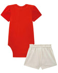 Conjunto de Body em Ribana Canelada com Short Saia em Molevisco 88887 Infanti Bebê Menina