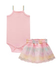 Conjunto de Body em Ribana Canelada e Saia em Tule 87079 Infanti Bebê Menina