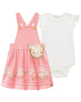 Conjunto de Body em Ribana Canelada e Salopete em Moletom sem Pelúcia 83155 Infanti Bebê Menina